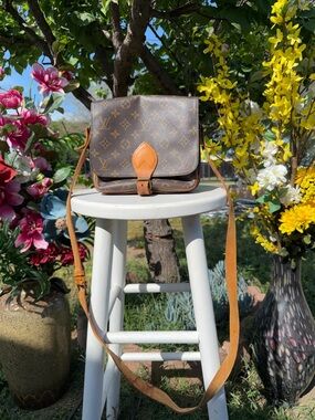 Louis Vuitton Brown Monogram Crossbody with Tan Strap Accents